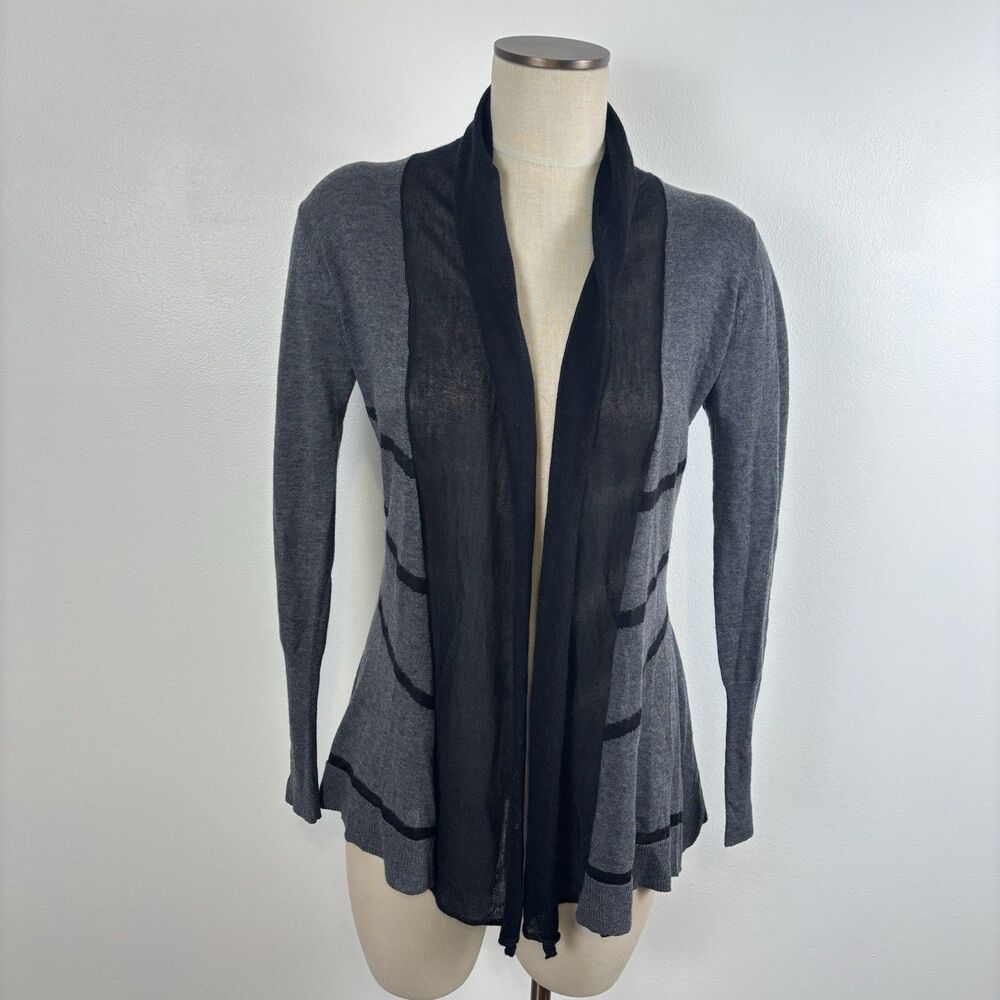 Fate Womens XS Black Upson Stitchfix Draped Open Front Cardigan Light Sweater
